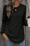 Ribbed Texture Round Neck Drop Shoulder Rounded Hem Knit Top